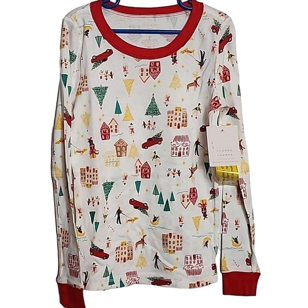 LC Lauren Conrad Christmas Holiday Pajama Top, Girls 8
